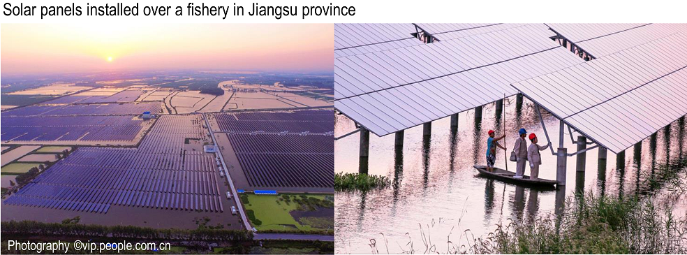 Solar panels over fishery in Jiangsu-China