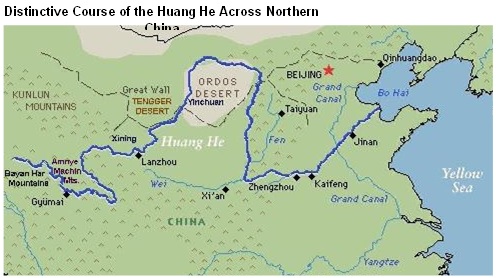 Distinctive Course of the Huang He Across Northern